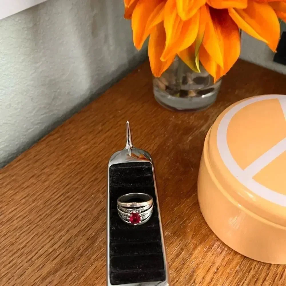 EUC Silver and Red Size 8 Ring